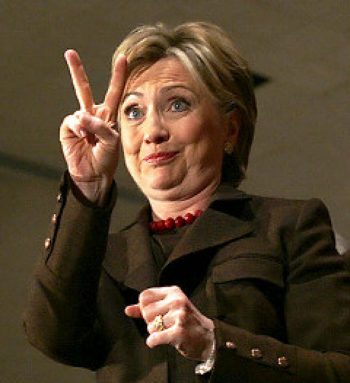 illuminati signs Hillary Clinton V for Victory